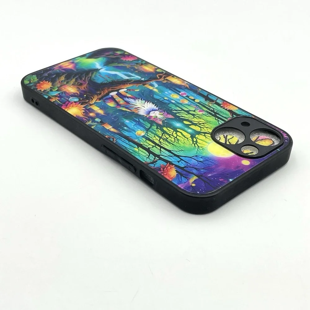 New iPhone 13 Colorful Fantasy Cat Forest Candle‎ Moon Phone Case